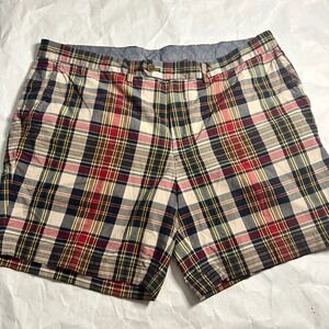 Brooks Brothers Bermuda Shorts Mens Size 40 Plaid Casual Preppy Red‎ Blue Madras